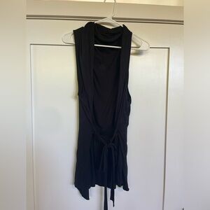 Anthropologie, Black, short sleeve, tie blouse